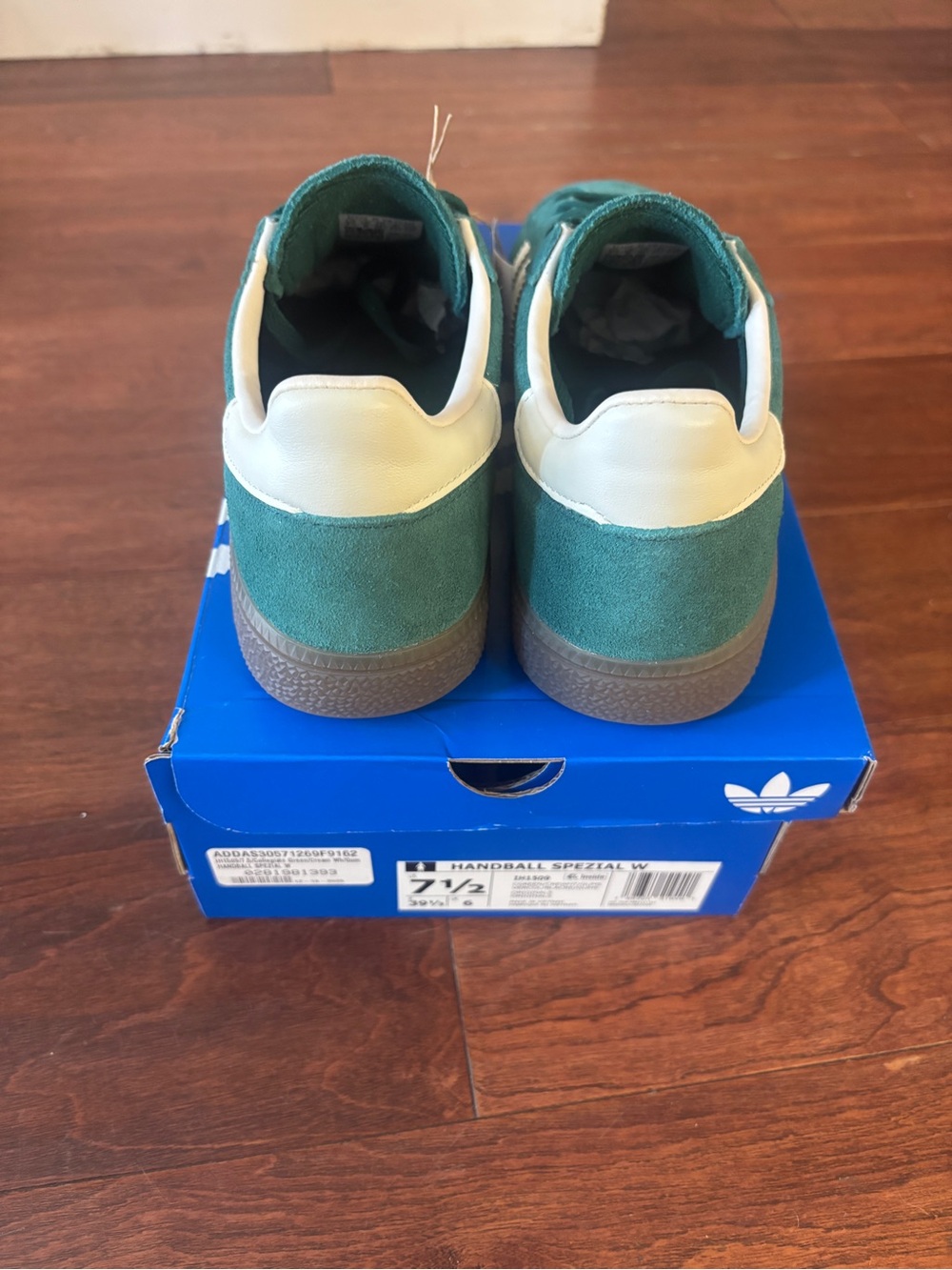 Adidas Handball Spezial Green Suede Sneakers with White Stripes - Picture 4 of 7